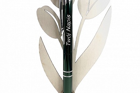 Podstawka stojak ekspozytor na długopis + grawer TULIPAN kwiatek
