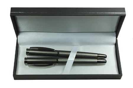 Wyjątkowy zestaw długopis + pióro z grawerem szare