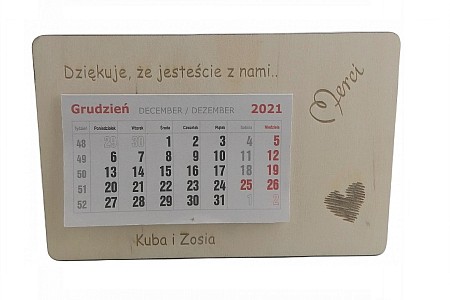 Kalendarz stojący na biurko z grawerem