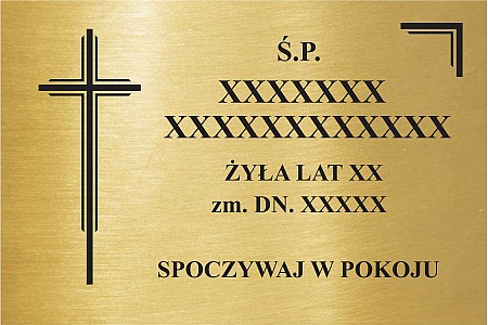 Tabliczka na grób nagrobna złota wzór 1