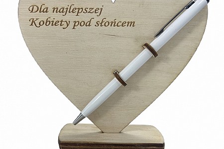 Metalowy długopis z kryształem kamieniem + podstawka + grawer