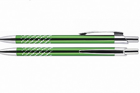 Aluminiowy długopis ze wzorem + Twój grawer  (zielony)