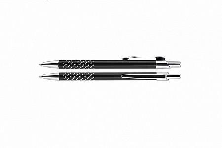 Aluminiowy długopis ze wzorem + Twój grawer  (czarny)