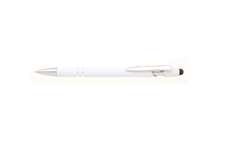 Długopis metalowy z grawerem + Touch Pen Biały